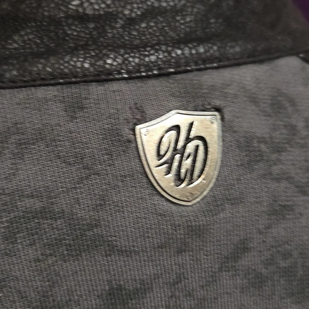 L Harley Davidson Gray Military Jacket Fitted Cropped Jacket Black Parade - Picture 5 of 6